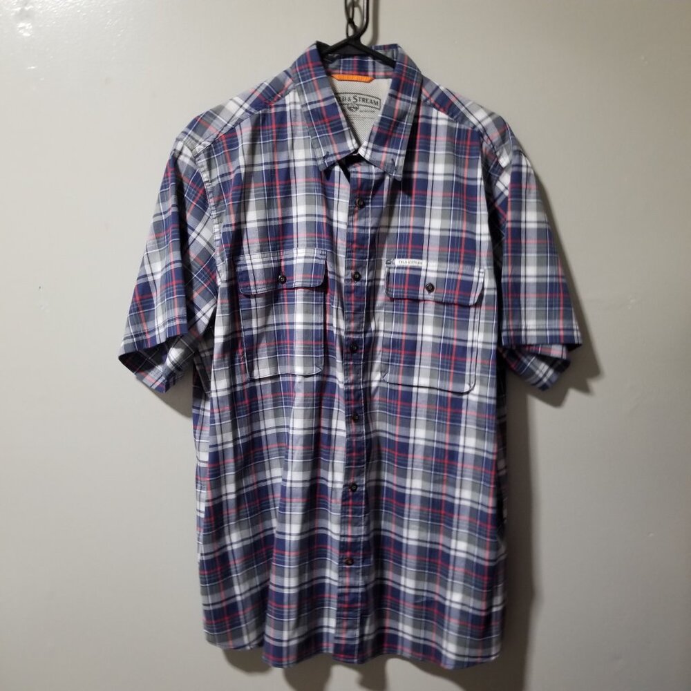 Field & Stream Shirt Plaid Button Down Short Sleeve Men's XL